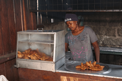 Roseline Wamahiga taking stock of the mandazis shehas made